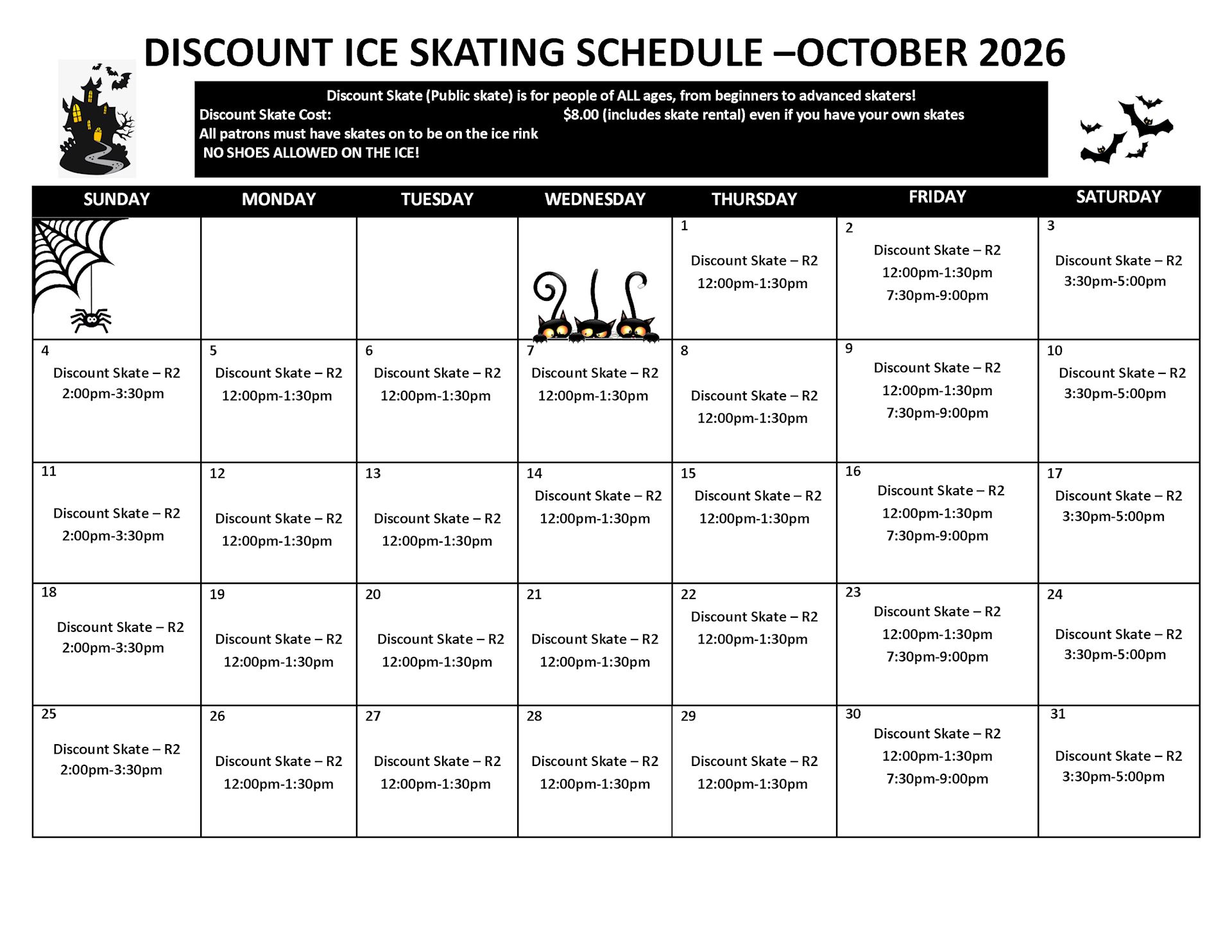 Public Ice Skating Schedule